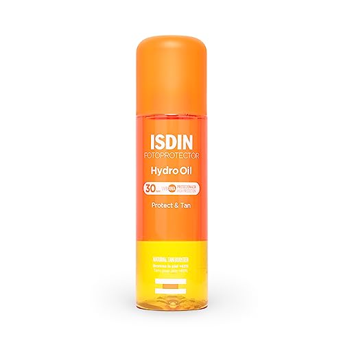ISDIN HydroOil SPF 30 Fotoprotector - Protector solar corporal bifásico que protege y broncea la piel, 200 ml
