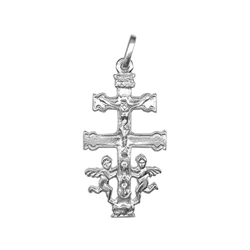 Cruz de Caravaca plata de primera ley 925m - Angeles - 3 cm. Fabricada y enviada desde Caravaca. Unisex. Ideal para regalo