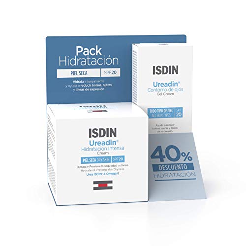 ISDIN Crema De Hidratación Intensa (SPF 20, Piel Seca) incluye Gel Crema Contorno De Ojos (SPF 20), 2 Unidades (Paquete de 1)