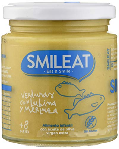 Smileat - Tarrito Ecológico con Verduras, Ingredientes Naturales, para Bebés desde 6 Meses, Sano y Saludable, sin Gluten, Sabor Verduras con Lubina y Merluza - Pack de 12 x 230g = 2760g