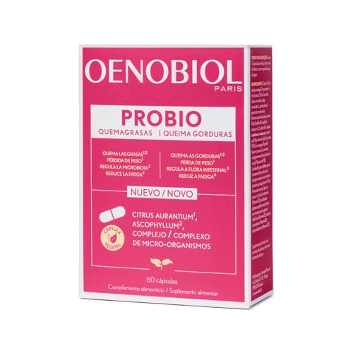 OENOBIOL Probio Quemagrasas, Complemento alimenticio, Contribuye a la pérdida de peso, regula la microbiota y reduce la fatiga, 60 cápsulas