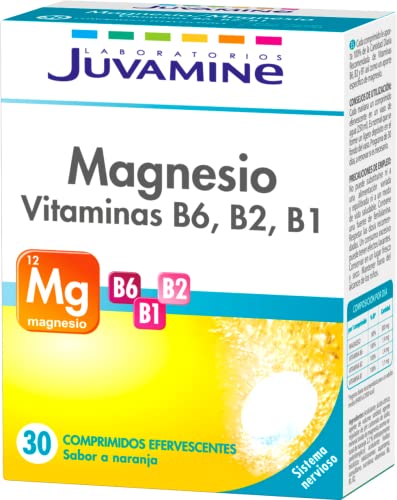 JUVAMINE - Magnesio - Reducir El Cansancio - Systema Nervioso - Vitaminas B6, B2 y B1-30 Comprimidos Efervescentes