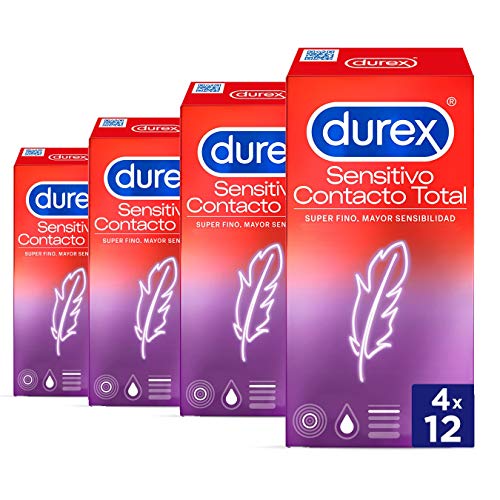Durex Pack Ahorro Preservativos Sensitivo Contacto Total, Súper Fino para Mayor Sensibilidad, 48 condones