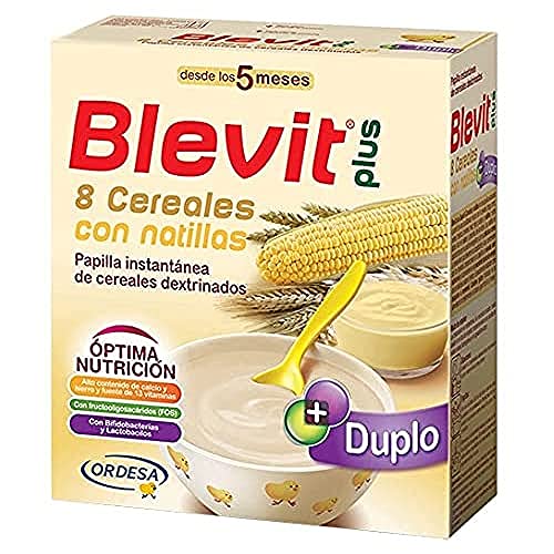 Blevit Plus Duplo 8 Cereales con Natillas - Papilla de Cereales para Bebé con Extra de Calcio - Favorece la Digestión - Desde los 5 meses - 600g